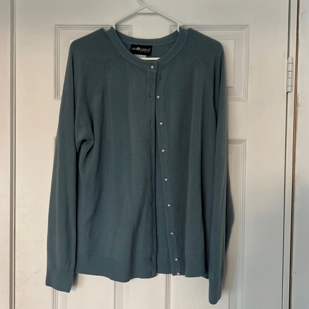 Blue button up sweater